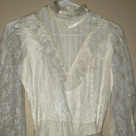 Vintage 70s Gunne Sax by Jessica San Francisco White Floral Lace - Picture 12 of 17